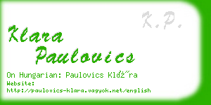 klara paulovics business card